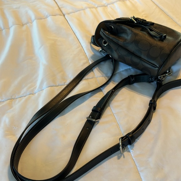 COACH NWT, small backpack, signature, brown, and black - Picture 4 of 5